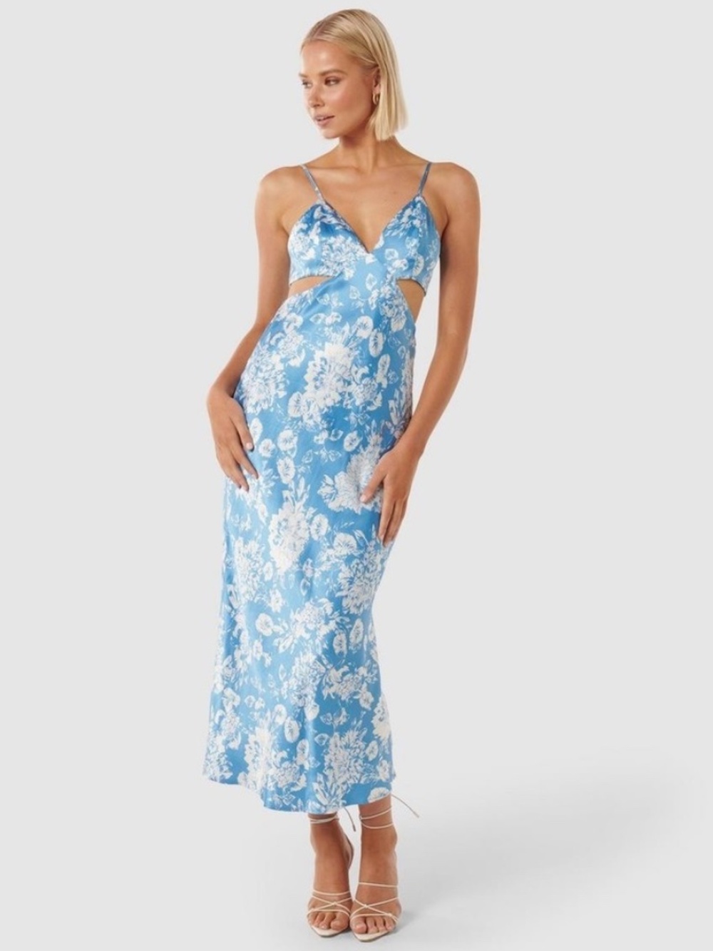 Forever New Angelique Satin Cut-Out Midi Dress